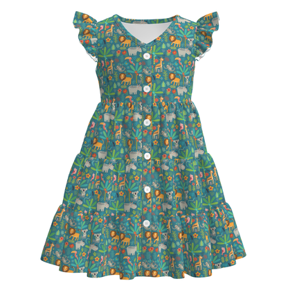Children's dress with animal pattern on a white background