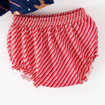 Red and white striped bloomers on a white background