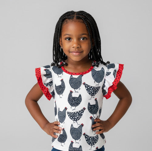 Count your Chickens Double Flutter Sleeve Top