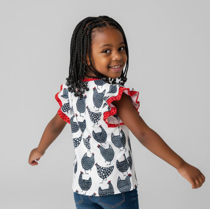 Count your Chickens Double Flutter Sleeve Top