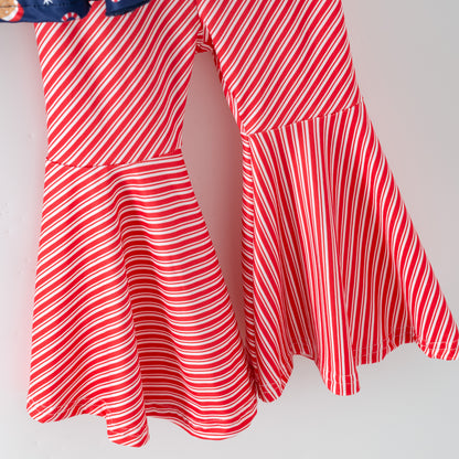 Girls Flared pants with candy cane stripes