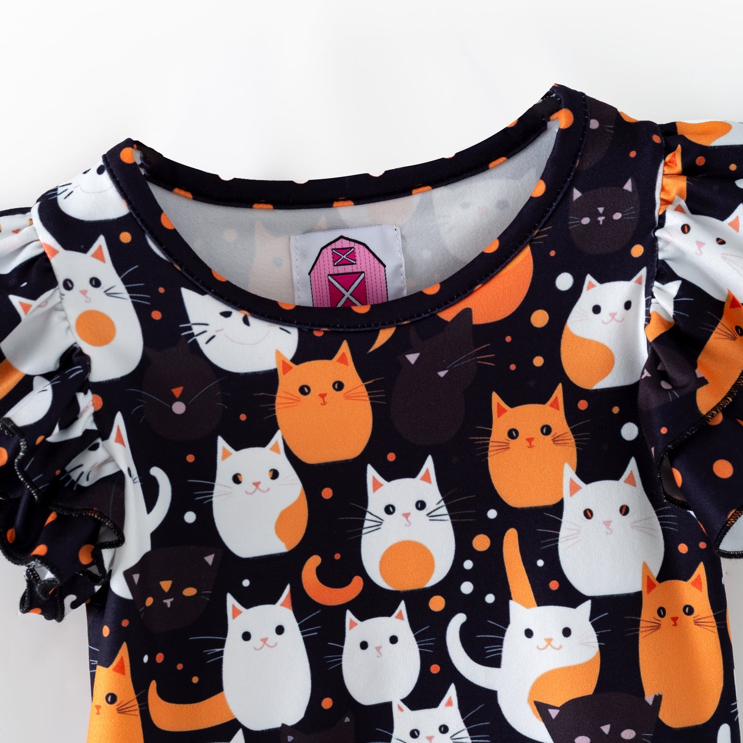 PRE-ORDER Double Flutter Top: Halloween Cats
