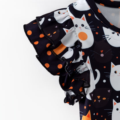 PRE-ORDER Double Flutter Top: Halloween Cats