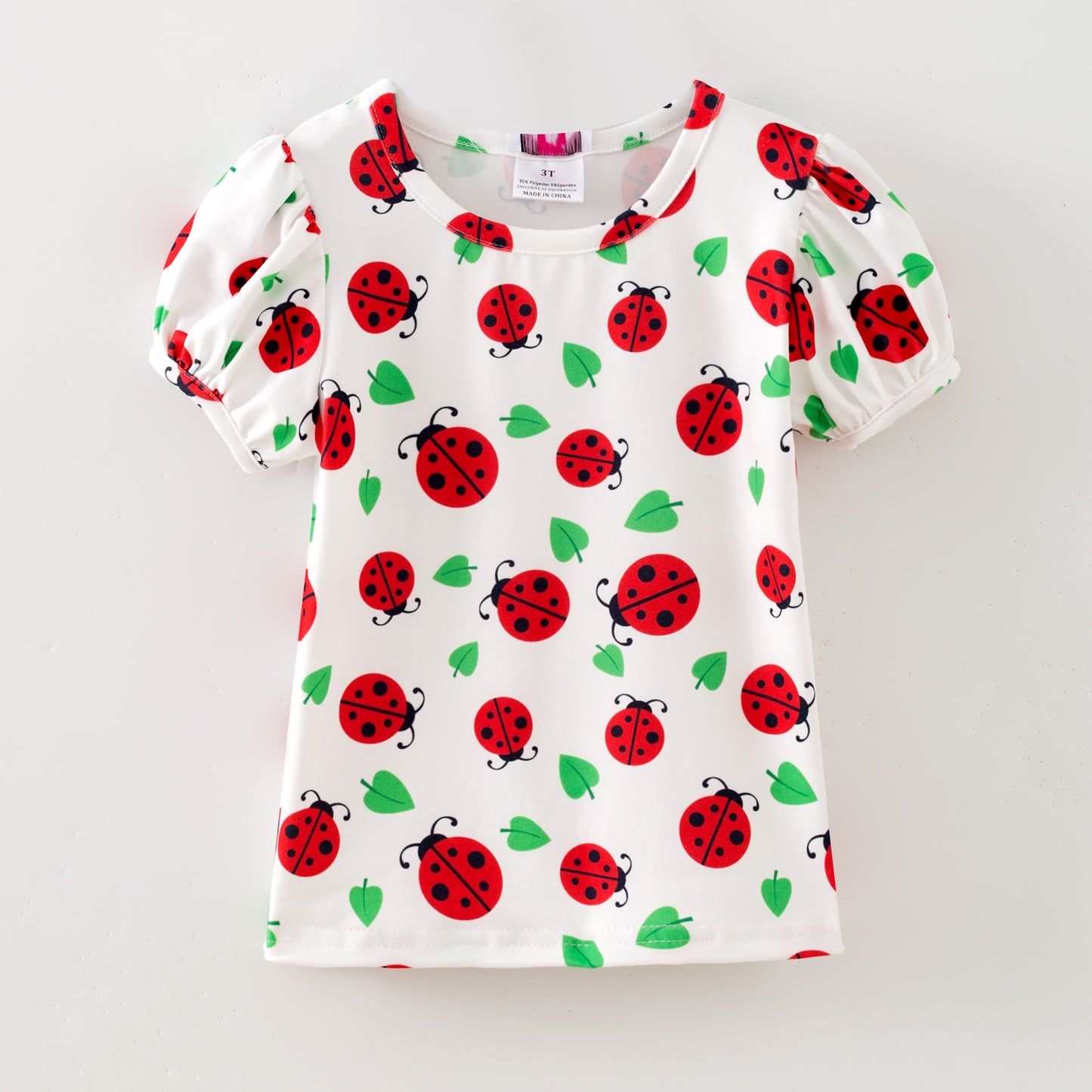 Ladybug Puffed Sleeve Shirt