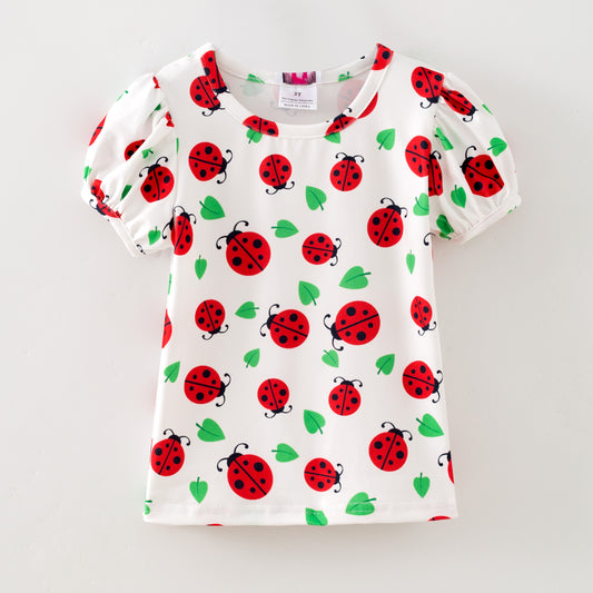 Ladybug Puffed Sleeve Shirt