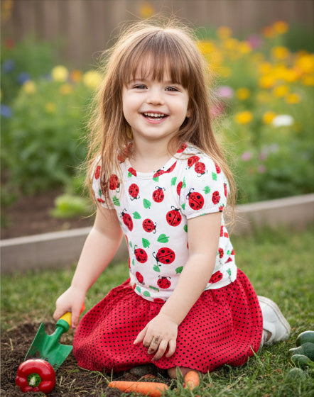 Puffed Sleeve Top Ladybug