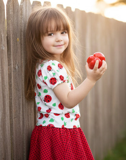 Puffed Sleeve Top Ladybug