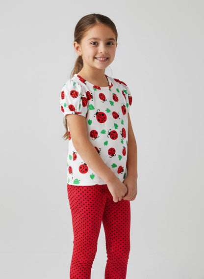 Puffed Sleeve Top Ladybug
