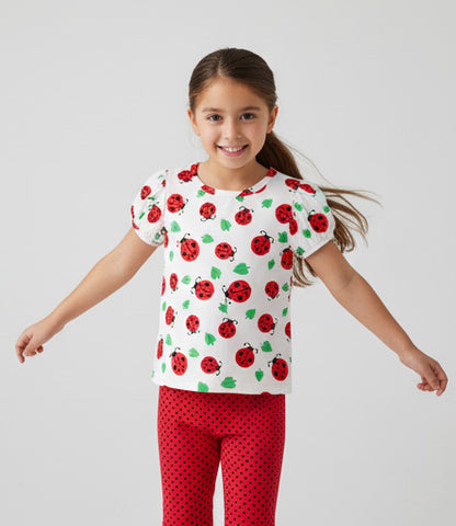 Puffed Sleeve Top Ladybug