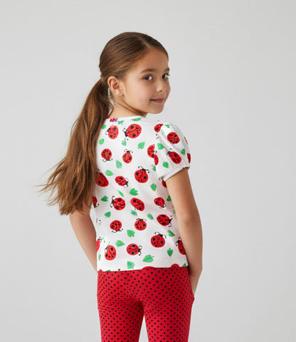 Puffed Sleeve Top Ladybug