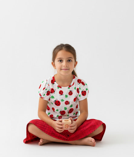 Puffed Sleeve Top Ladybug