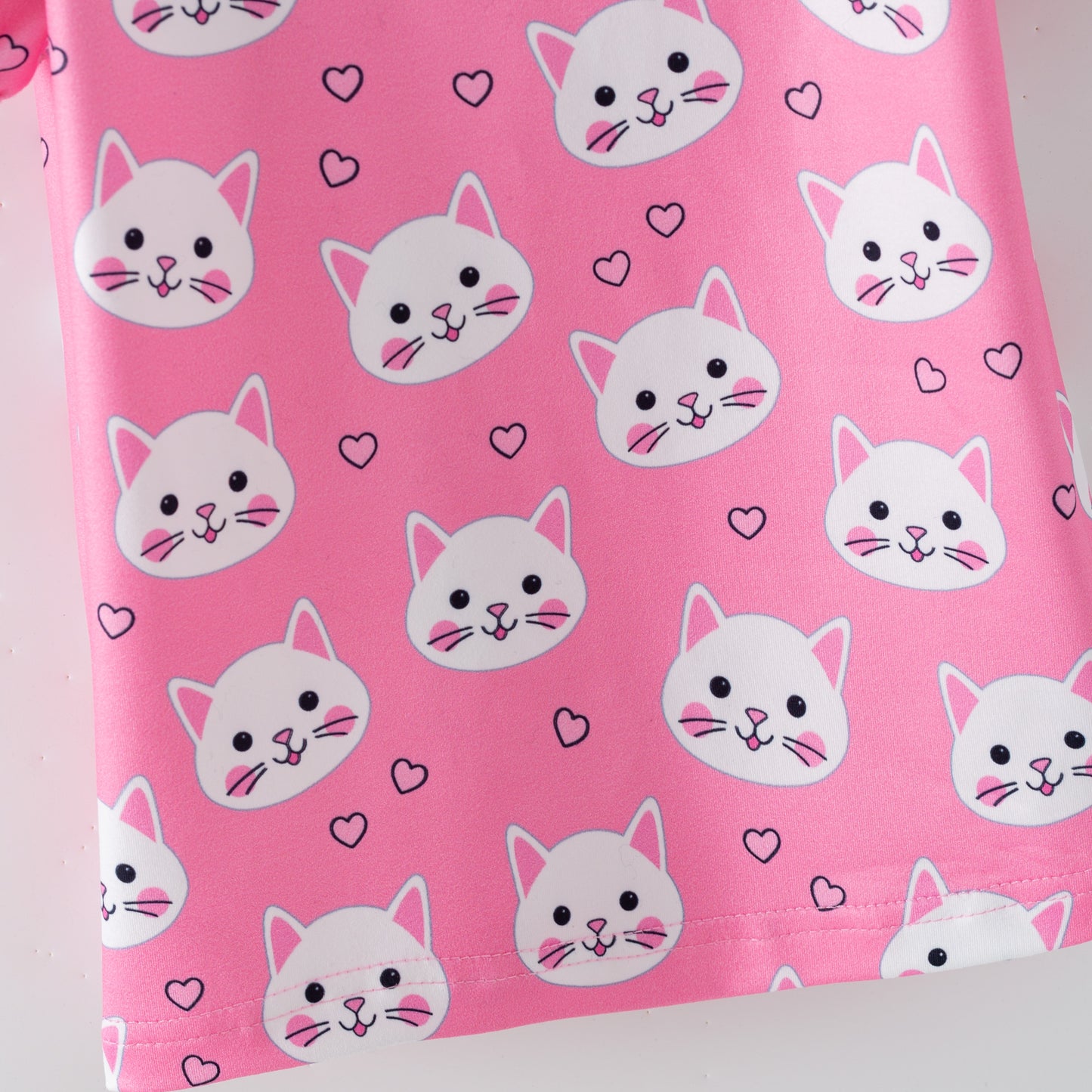 Puff Sleeve Top Pink Kittens