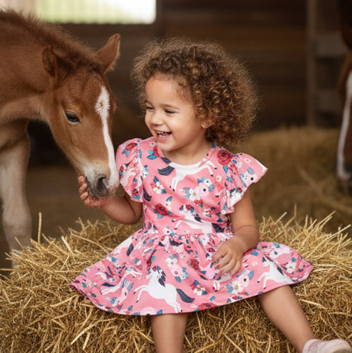 Ponies & Roses Flutter Sleeve Dress