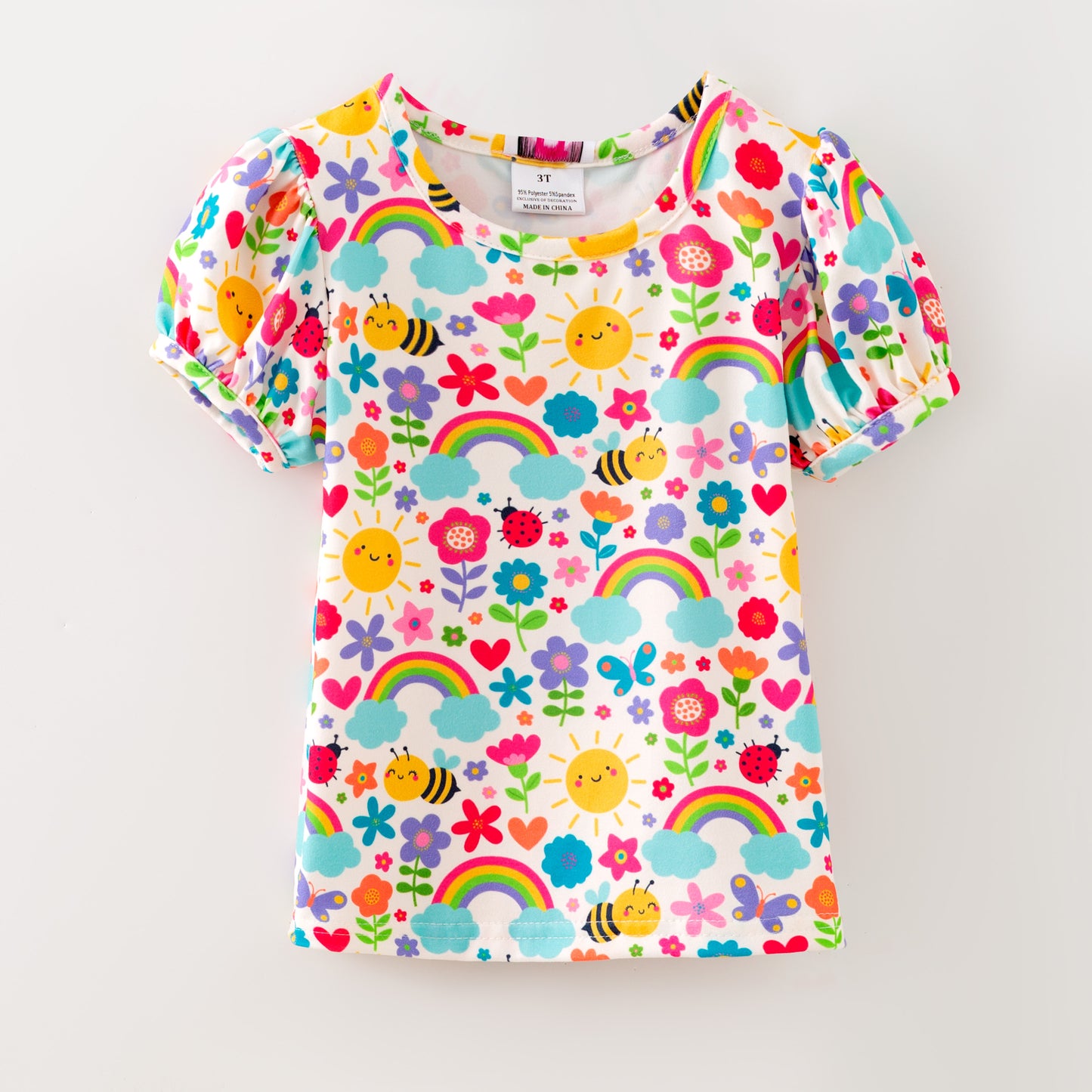 Puffed Sleeve Rainbow Garden Top