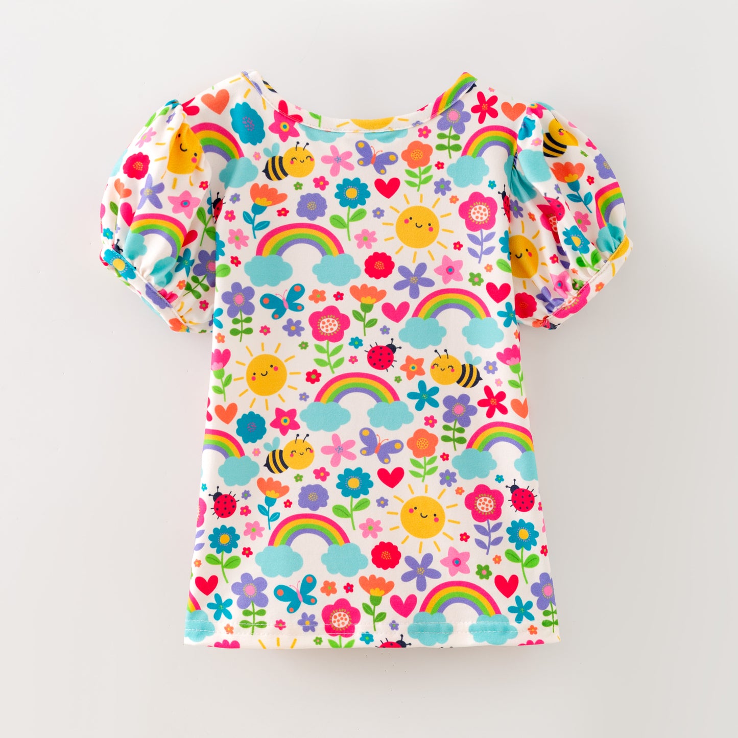 Puffed Sleeve Rainbow Garden Top