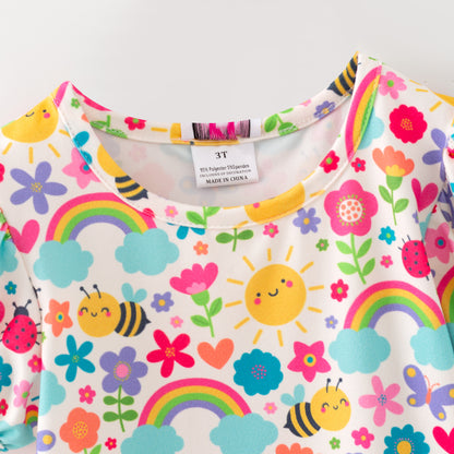 Puffed Sleeve Rainbow Garden Top