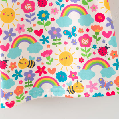 Puffed Sleeve Rainbow Garden Top