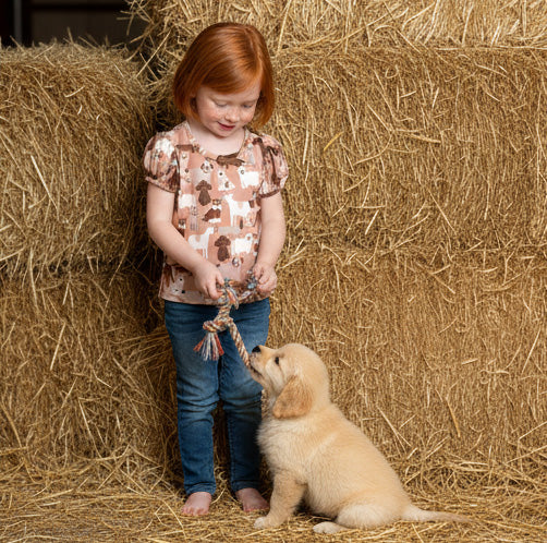 Ranch Dogs Puffed Sleeve Top
