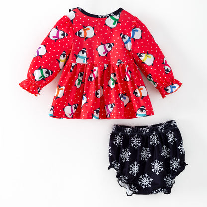 PRE-ORDER Red Penguin 2-Piece Baby Set