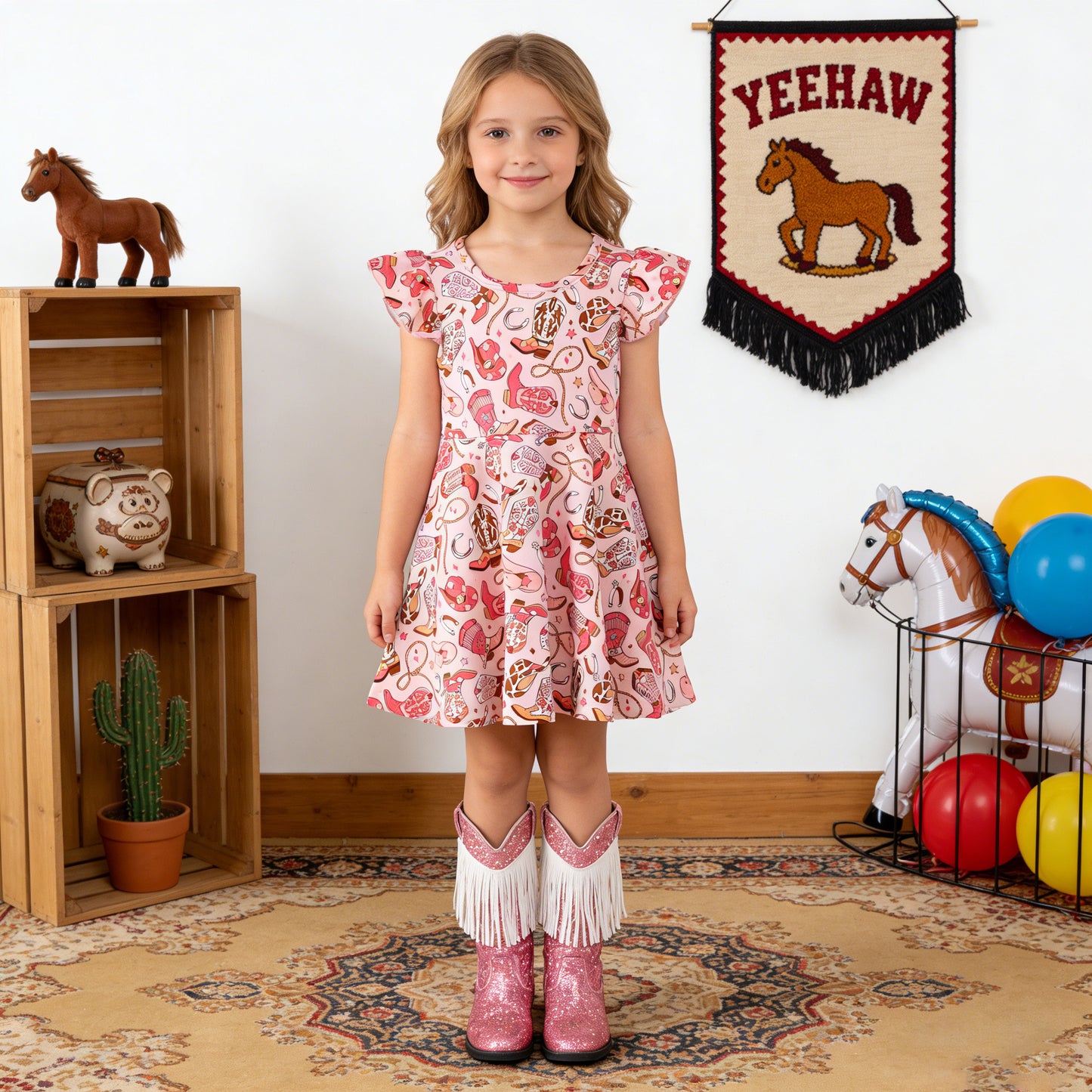 PRE-ORDER Pink Boots Twirl Dress 5-Pack