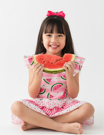 Watermelon Double Flutter Sleeve Top