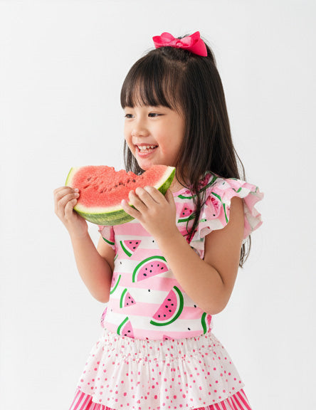 Watermelon Double Flutter Sleeve Top