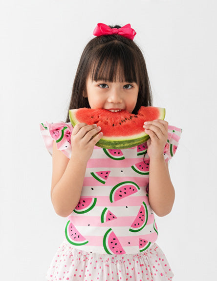 Watermelon Double Flutter Sleeve Top