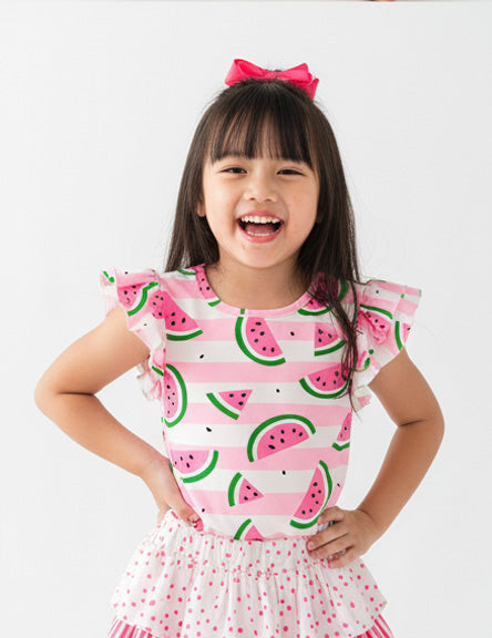 Watermelon Double Flutter Sleeve Top
