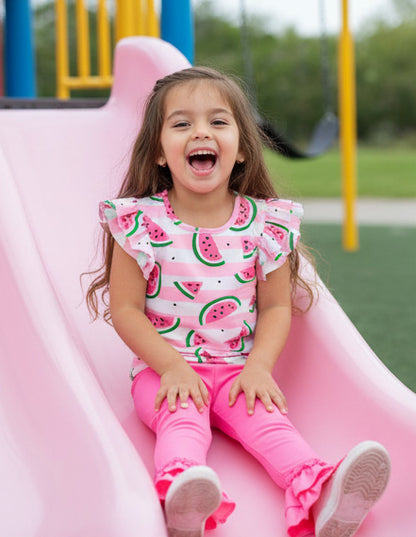 Watermelon Double Flutter Sleeve Top