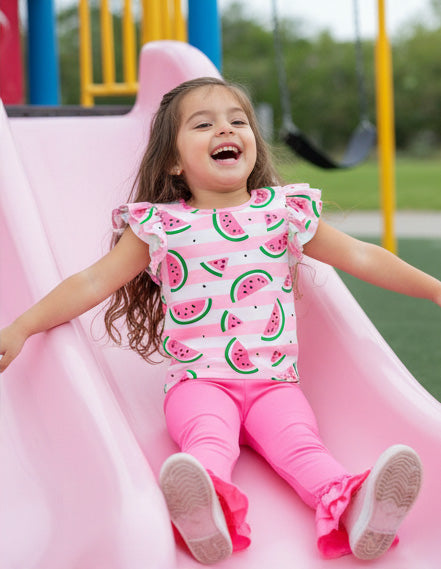 Watermelon Double Flutter Sleeve Top