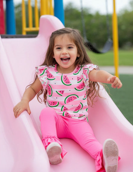 Watermelon Double Flutter Sleeve Top