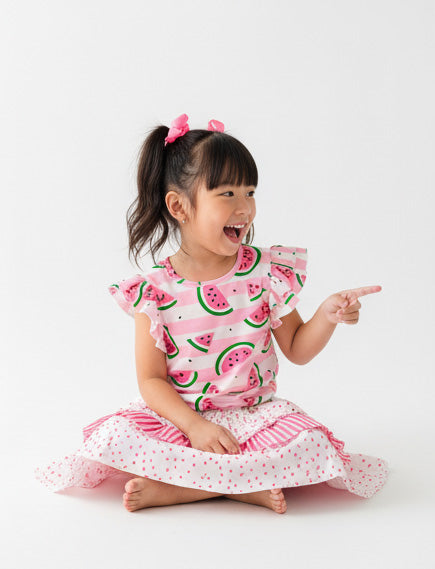 Watermelon Double Flutter Sleeve Top