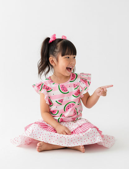 Watermelon Double Flutter Sleeve Top