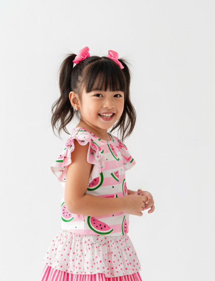 Watermelon Double Flutter Sleeve Top