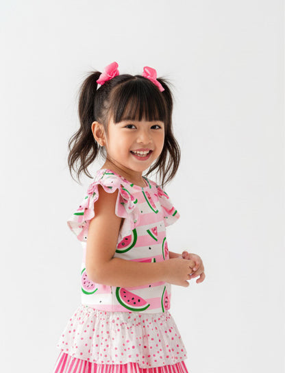 Watermelon Double Flutter Sleeve Top