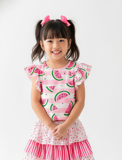 Watermelon Double Flutter Sleeve Top