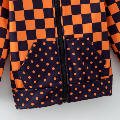 PRE-ORDER Halloween Orange and Black Zipper Hoodie